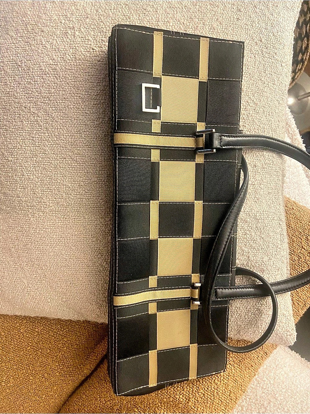 Jordan McMillan checker Shoulder Bag in Brown & tan